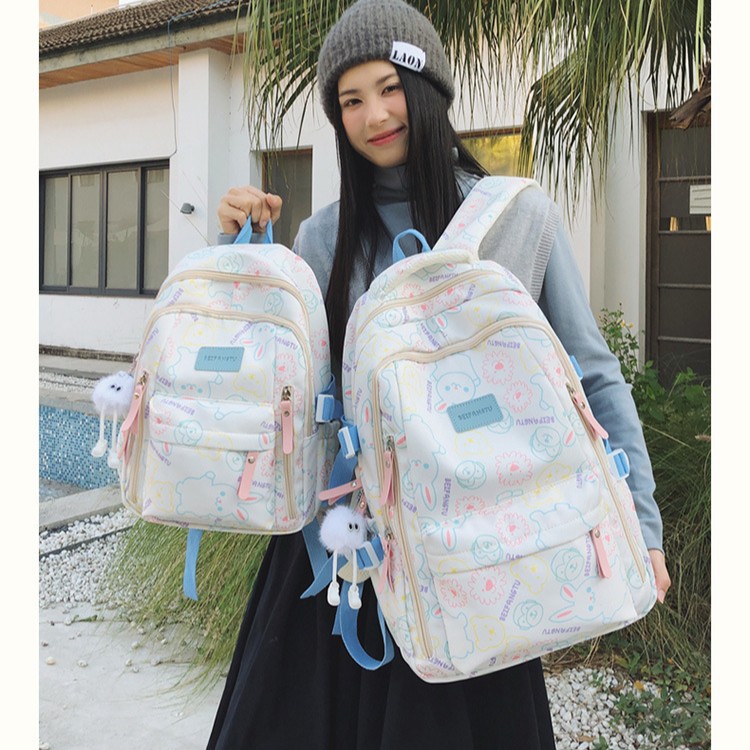 High appearance level schoolbag for primary and secondary school students, female ins large-capacity backpack for junior and senior high school students, dopamine soft girl backpack details Picture