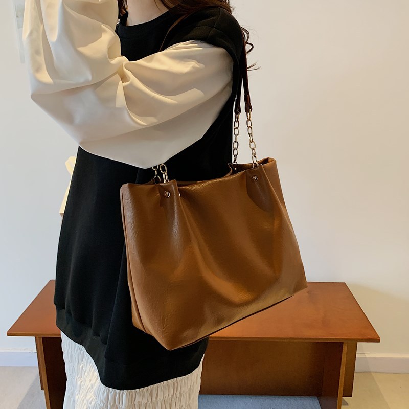 Soft-textured women's bag 2024 new style, fashionable and casual chain shoulder bag, large-capacity commuter bag, tote bag, trendy Specification drawing