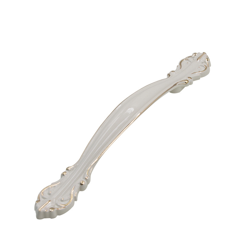 Ivory white handle, door handle, cabinet drawer, zinc alloy, European modern and simple, single-hole round, fine, thickened Item Picture