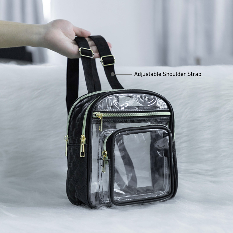 Cross-border bestseller Amazon quilted backpack, multi-layer large-capacity women's fashion backpack, waterproof transparent pvc bag full figure