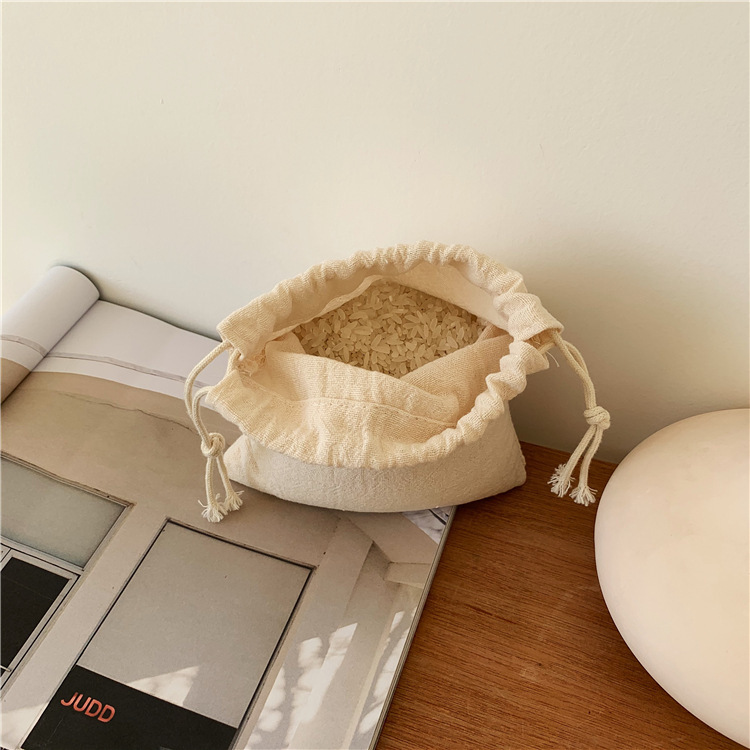 【 In Stock 】07212 Japanese-style minimalist storage bag, fresh and clean drawstring bag, tea gift bag, pure Application Scenario