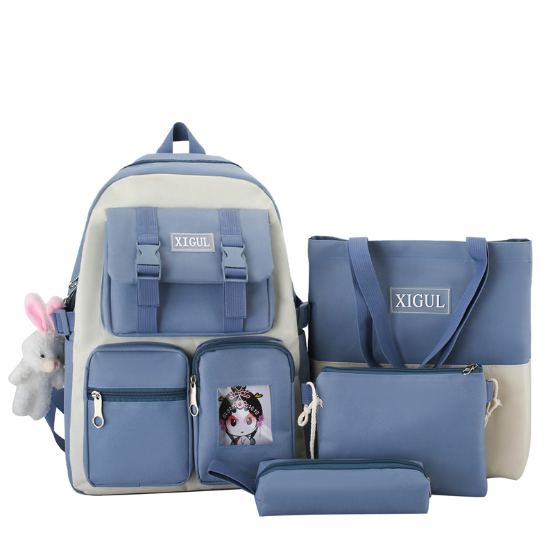 A new Korean version of the schoolbag for primary and secondary school students, a sweet and versatile Japanese-style school backpack set for girls Item Picture