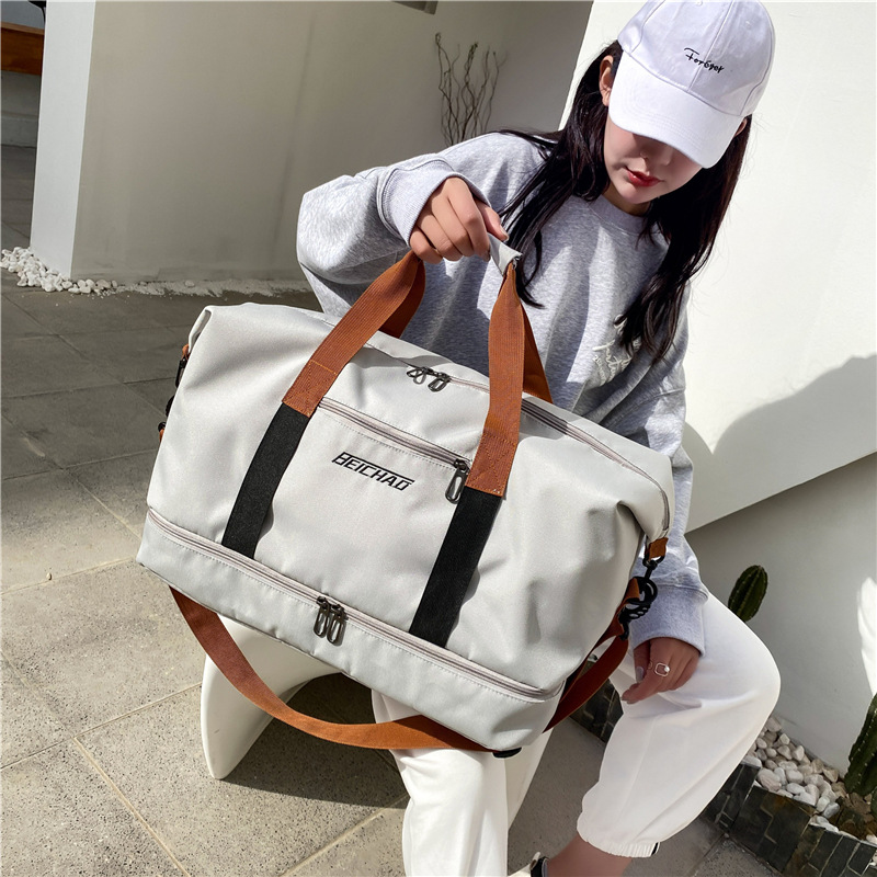 New cross-border fitness bag with dry and wet separation, yoga single-shoulder crossbody luggage bag, large-capacity men's and women's casual travel bag details Picture