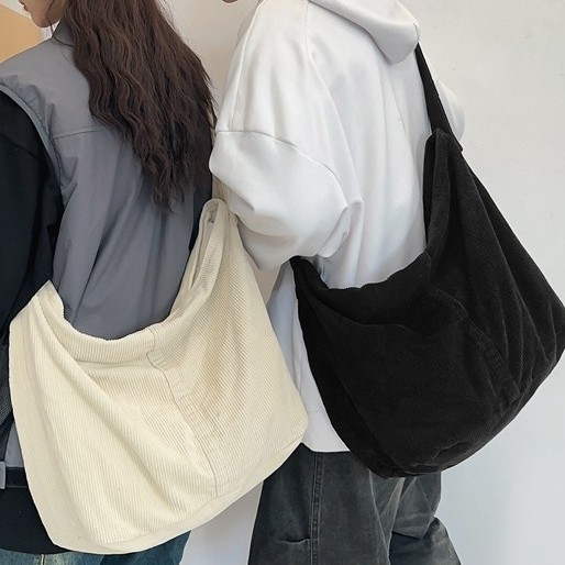 2024 New casual large-capacity corduroy bag, casual and laid-back style bag, unisex crossbody bag, class bag full figure