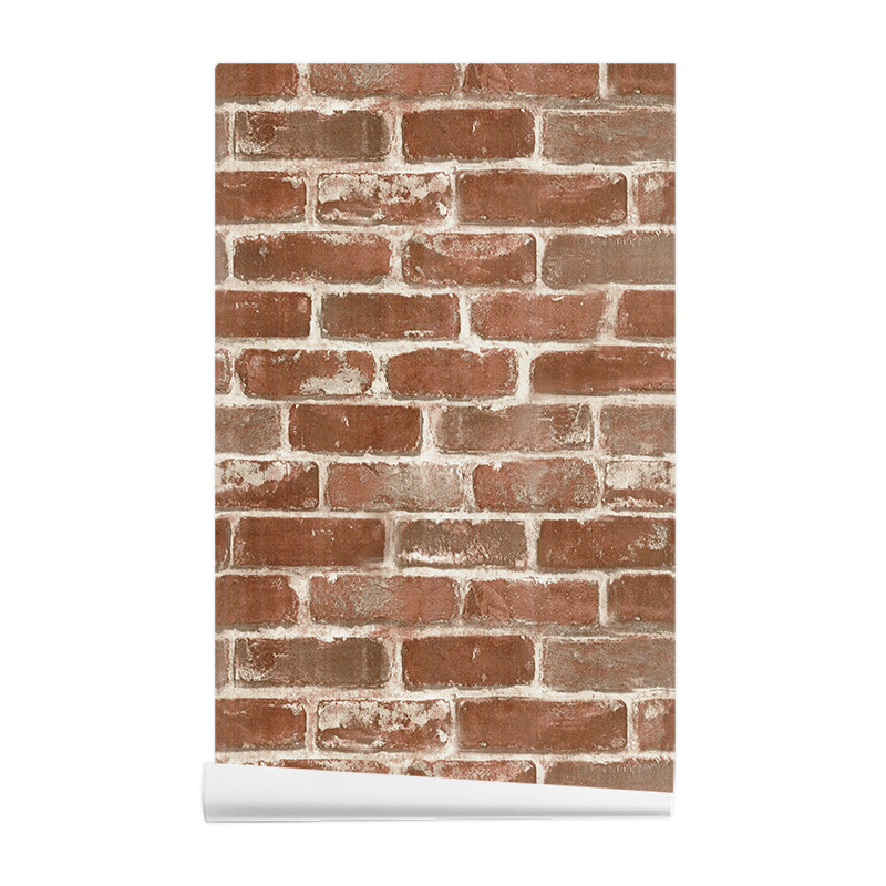 Retro and nostalgic brick-patterned bricks, brick wallpaper, coffee shop, bar, restaurant decoration, cultural stone, red brick wall paper Item Picture