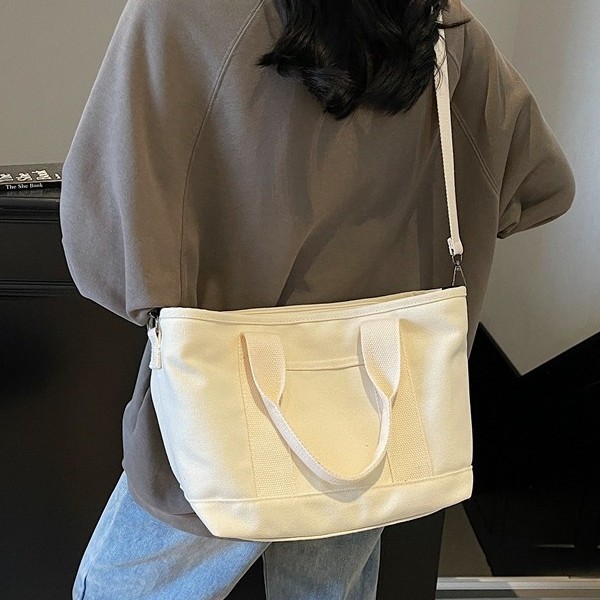 Canvas bag, bento bag, new Japanese-style handbag, women's bag, large-capacity hand-held bag, color-blocking handbag, small bag details Picture