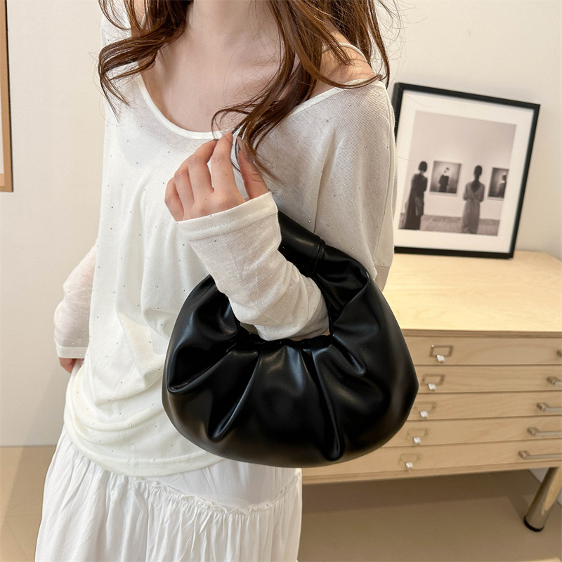 Streetwear pleated bag 2024 Autumn new style, textured underarm bag, simple and fresh handbag for women Specification drawing