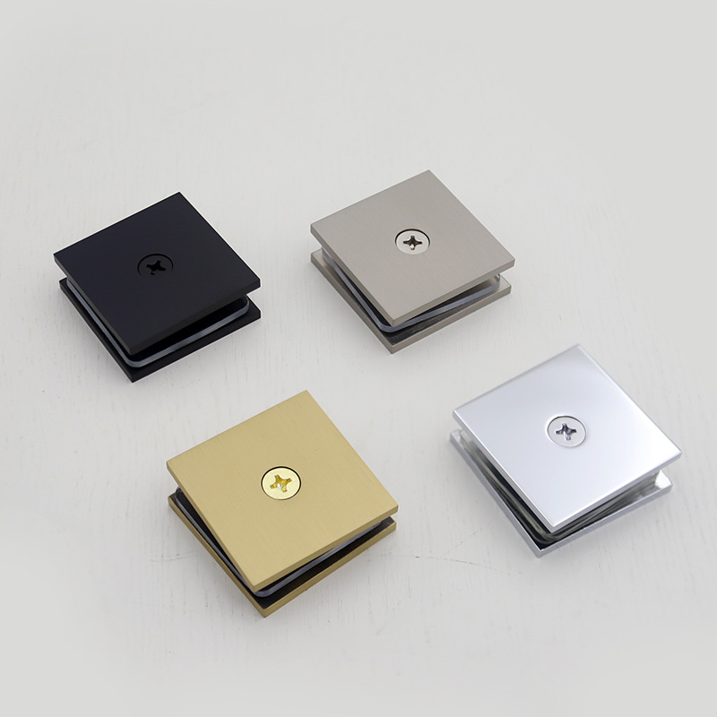 Wholesale shower room accessories: golden single-hole glass fixed clamps, brass square clamps, partition codes, bathroom glass clamps details Picture