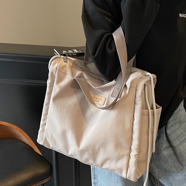 New women's bags, large-capacity canvas bags, student class eye-catching single-shoulder bags, commuting cloth bags, washbasin crossbody bags Specification drawing