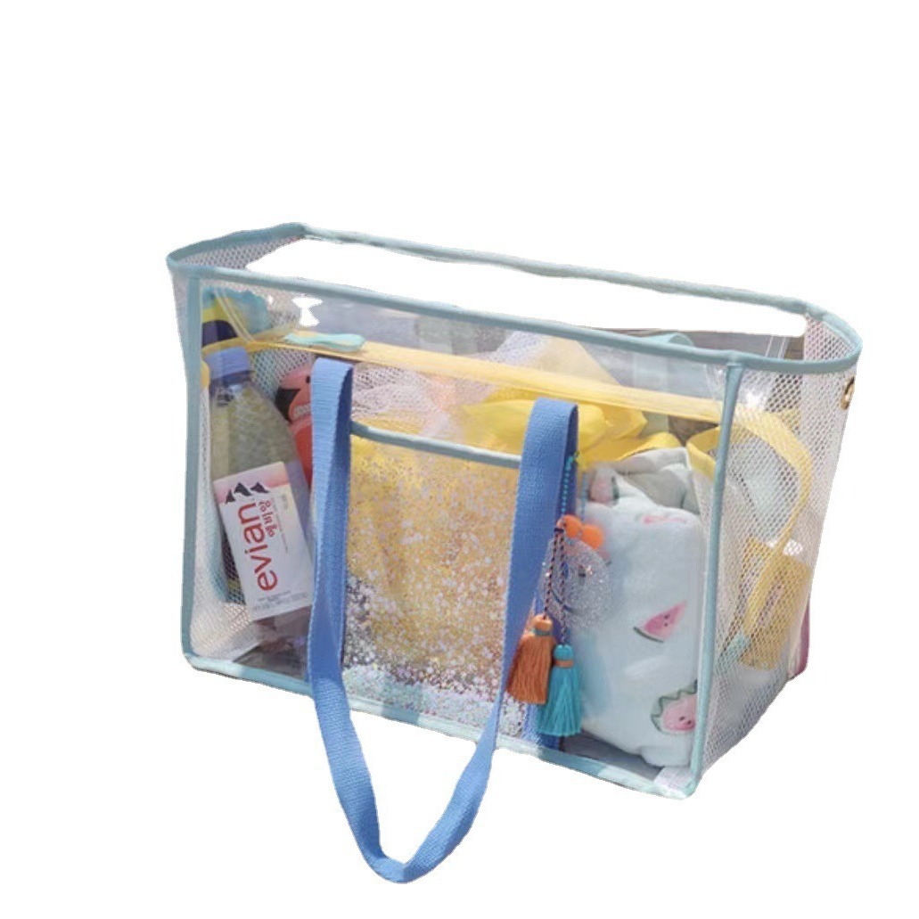 pvc waterproof Mommy wash, fitness and swimming bag, ins large-capacity transparent jelly beach single-shoulder hand-carry travel bag Item Picture