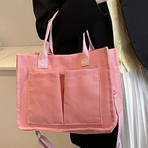 2024 New women's canvas bag, casual retro handbag, shoulder bag, large capacity multi-layer women's crossbody bag full figure