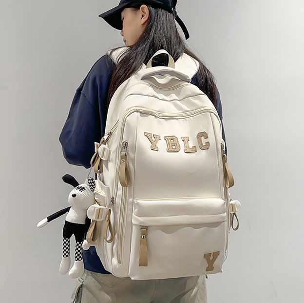 Japanese-style Instagram schoolbags, cool and trendy college couple simple backpacks, large-capacity letter casual backpacks for middle school students full figure
