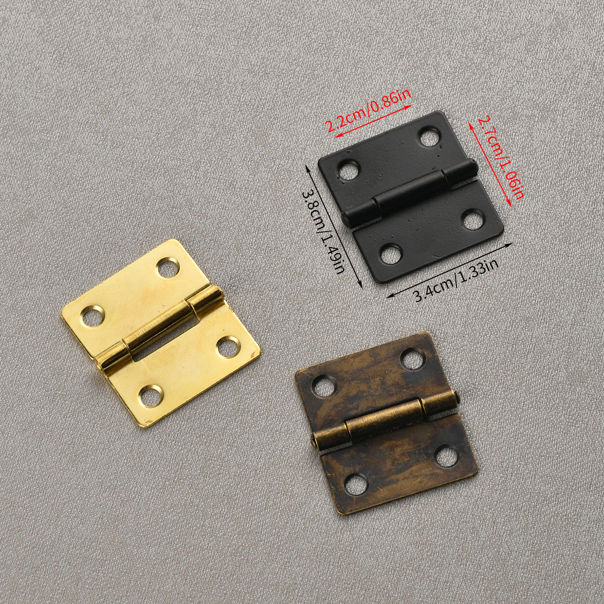 Jingmao Hardware New Chinese-style 4-hole antique wooden box Gift box with flat hinge packaging small accessories 38*34mm full figure
