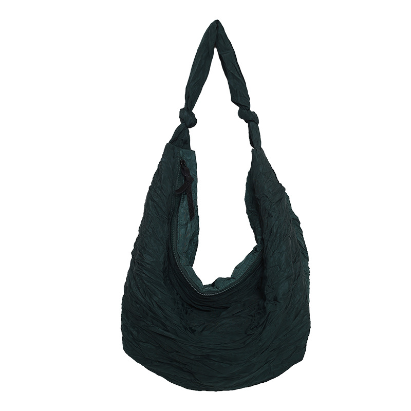 2024 New niche design women's Korean version large-capacity pleated fabric bag, cloud crossbody bag, artistic style women's bag Item Picture