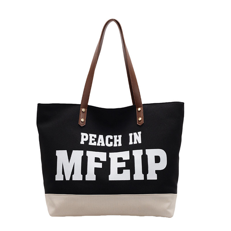 Korean-style tote bag for women, Japanese-style casual canvas versatile single-shoulder bag, large-capacity student commuting bag for class at 8 a.m Item Picture