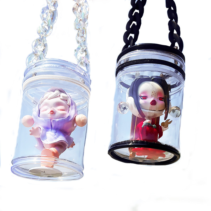 pvc transparent baby walking bag blind box storage display hanging piece dust-proof cylinder bag bubble Mart cola can sun-drying baby bag Item Picture