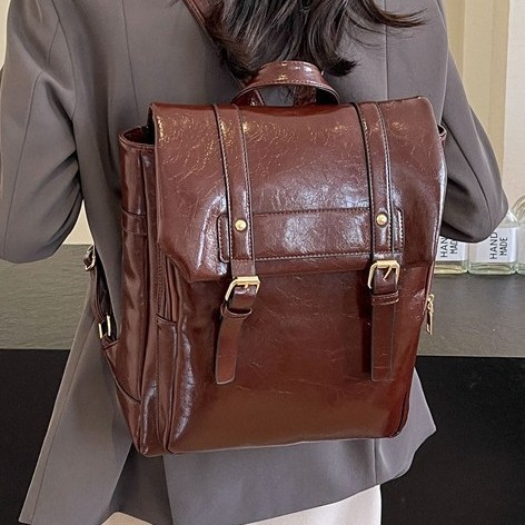 Large-capacity women's 2024 new retro and versatile women's backpack with Korean-style quality business travel bag details Picture