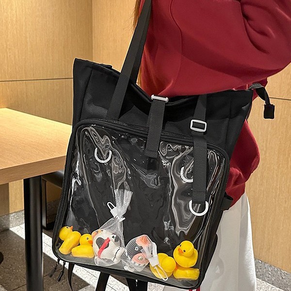 2025 Schoolbag, Korean version Harajuku transparent bag, pvc pain bag, backpack, girls' backpack, crossbody bag, shoulder bag, make-up class Application Scenario