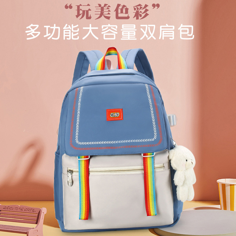 2025 New Korean version Haraju-style schoolbag for junior and senior high school students, large-capacity color-blocking outdoor backpack, travel bag for girls Application Scenario