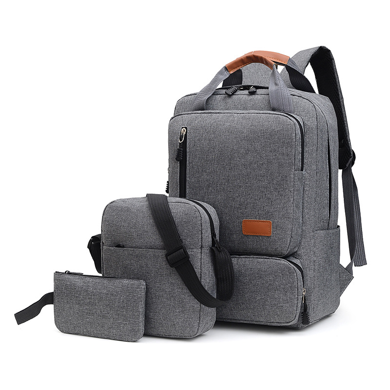 A new set of three-piece business backpacks, a large-capacity Oxford cloth computer bag for casual use, and a lightweight college student schoolbag are designed Item Picture