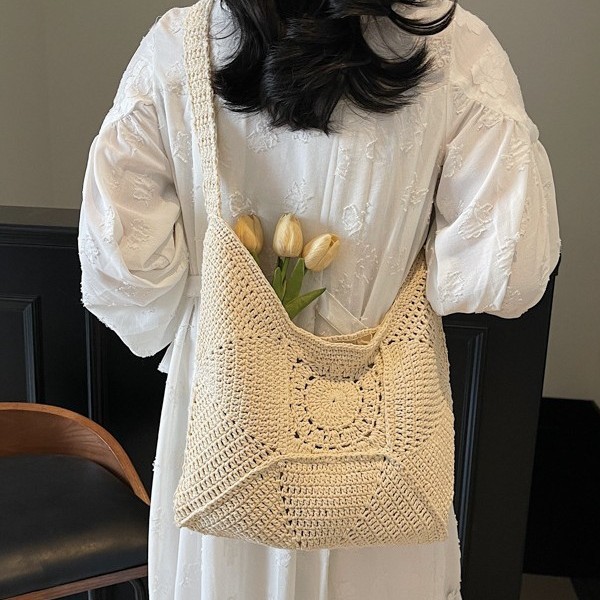 New woven bag for women 2025 Summer, single-shoulder beach bag, versatile beach bag, forest-style cotton rope woven bag for women Application Scenario