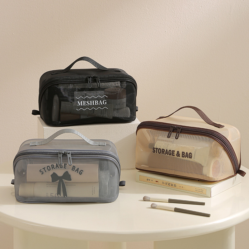 High-end mesh large-capacity pillow bag, toiletry bag, storage, water-resistant, sailor carry, high appearance level, simple toiletry bag details Picture