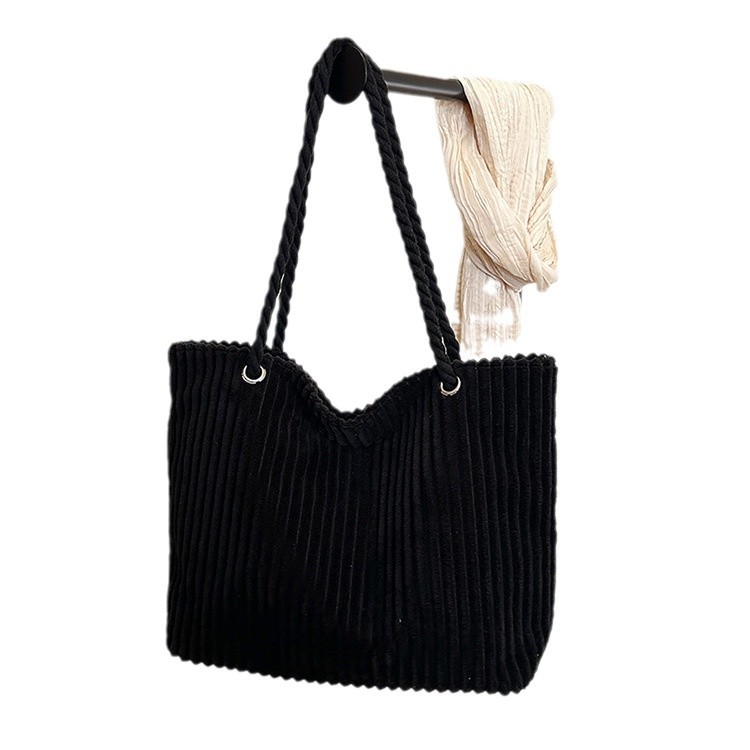 A new large-capacity, laid-back, fashionable and casual corduroy shoulder bag with a simple and versatile Korean style Item Picture