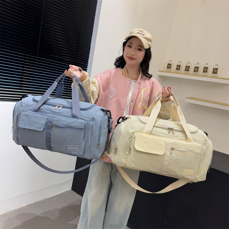Foldable dry-wet separated travel bag, large-capacity swimming and fitness bag with shoe compartment, lightweight short-distance double-back luggage bag details Picture