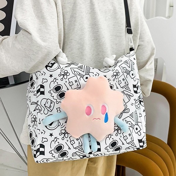 2025 Summer New style Starfish bag nylon crossbody bag, single-shoulder bag, student hand-held plush cute girl casual bag details Picture