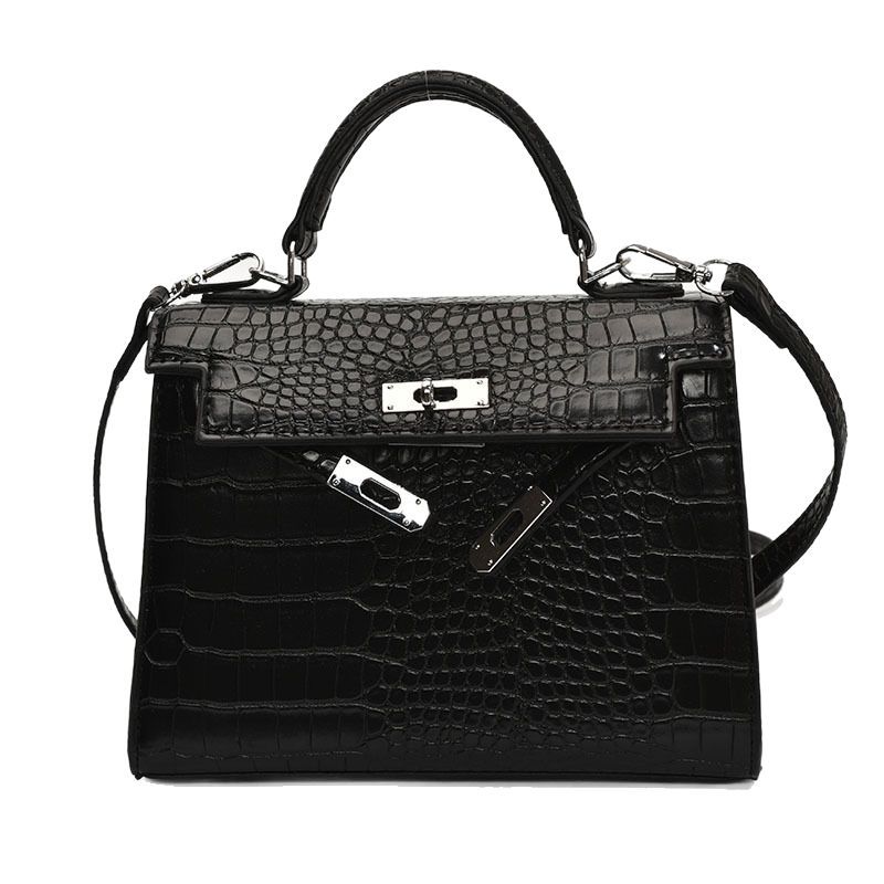 Cross-border niche crocodile-patterned handbag for women, 2025 new retro versatile single-shoulder Kelly bag, casual crossbody bag Item Picture