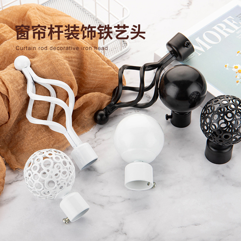 Suspended Roman rod accessory sealing head, perforated round curtain rod decorative head, perforated curtain rod ironwork head full figure