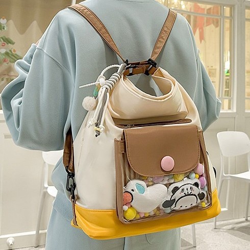 Fresh, new style, cute and versatile, color-blocking backpack, sweet Instagram pain bag, outdoor travel bag, single-shoulder bag Application Scenario