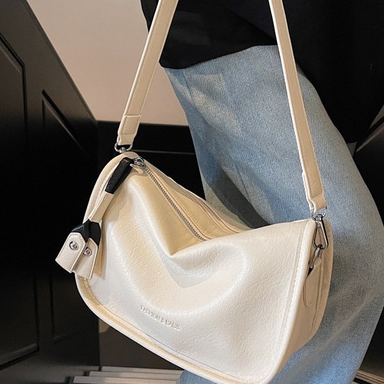 Large-capacity bag for women's spring, 2025 new retro solid color single-shoulder crossbody bag, ladies' quality pillow bag Specification drawing