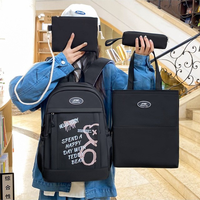 Korean InS-style Japanese color-blocking graffiti schoolbags for junior and senior high school students, large-capacity travel computer bags, and backpacks full figure