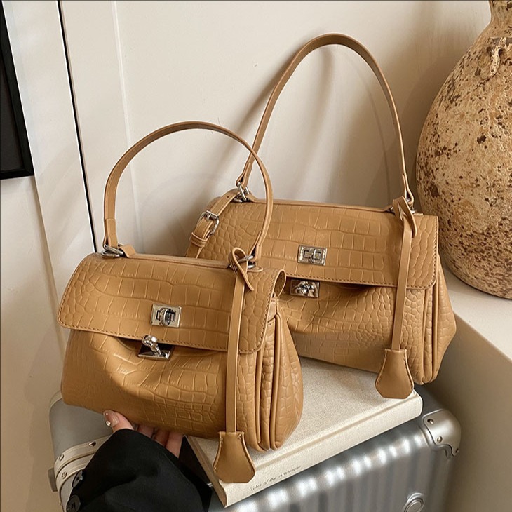 Cross-border stone-patterned large-capacity hand-held underarm bag for women 2025 new style, fashionable solid color, versatile unit price crossbody bag, trendy full figure