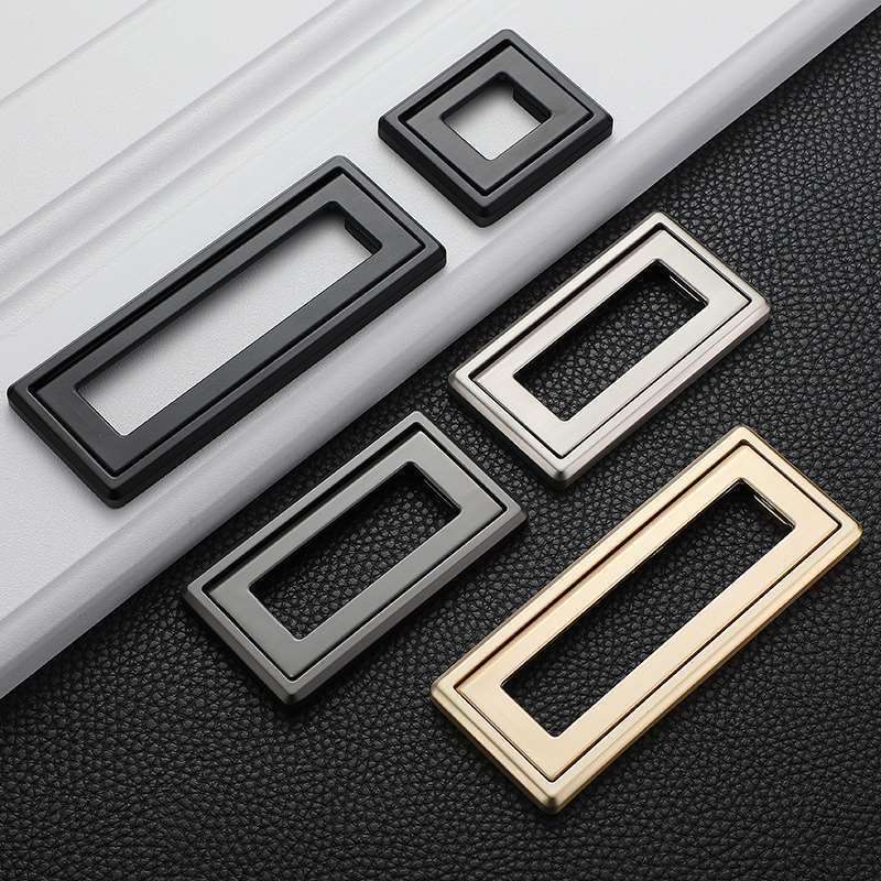 Hidden handles for wardrobe drawers, built-in, flat, invisible, slot-free, gold-black, mid-Nordic style cabinet door handles Specification drawing
