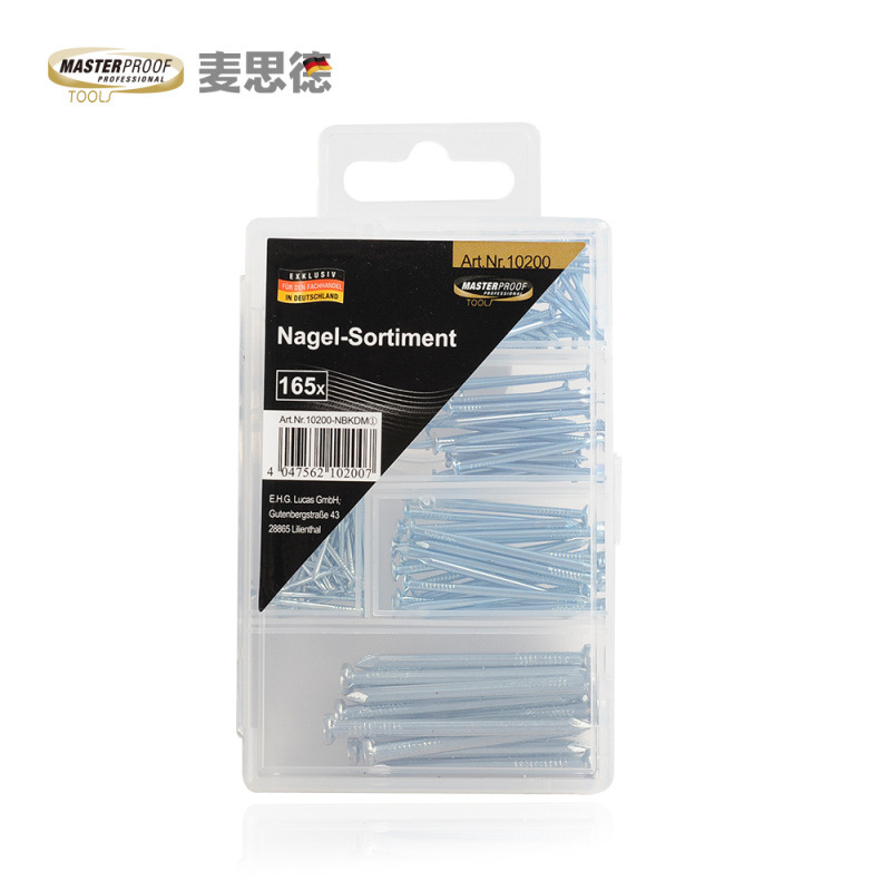 German (MASTERPROOF) steel nails, cement nails, floor nails, iron nails, hanging paintings, round nails, foreign nails, wall nails, painting nails Specification drawing