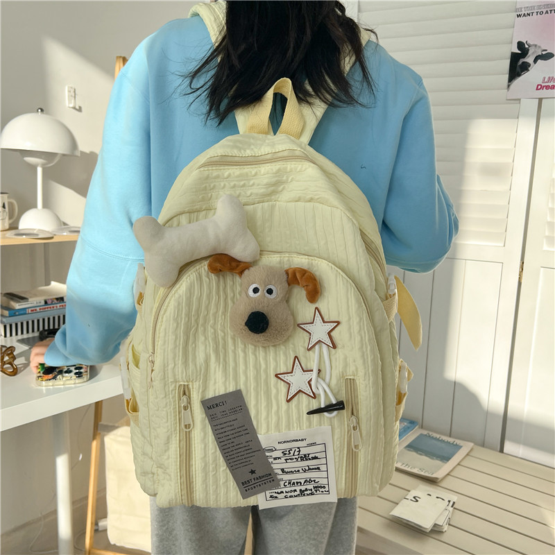 New cross-border schoolbag, niche pleated star cute backpack, Japanese-style sweet girl backpack, large-capacity travel backpack details Picture