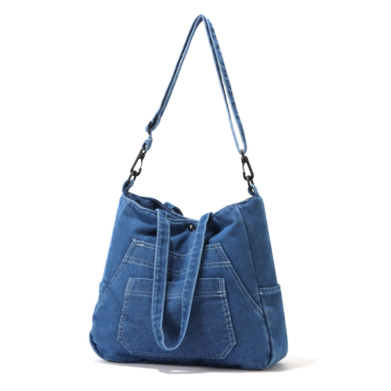 Spring new fashionable commuting large-capacity washable denim bag for casual outings, single-shoulder crossbody, versatile and easy to carry Item Picture