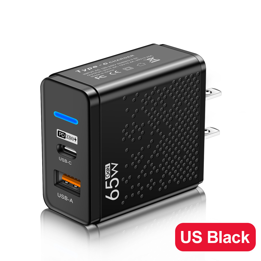 Light-emitting LED USB+PD Type-c mobile phone charger, multi-port travel charger for US, Europe and UK standards details Picture