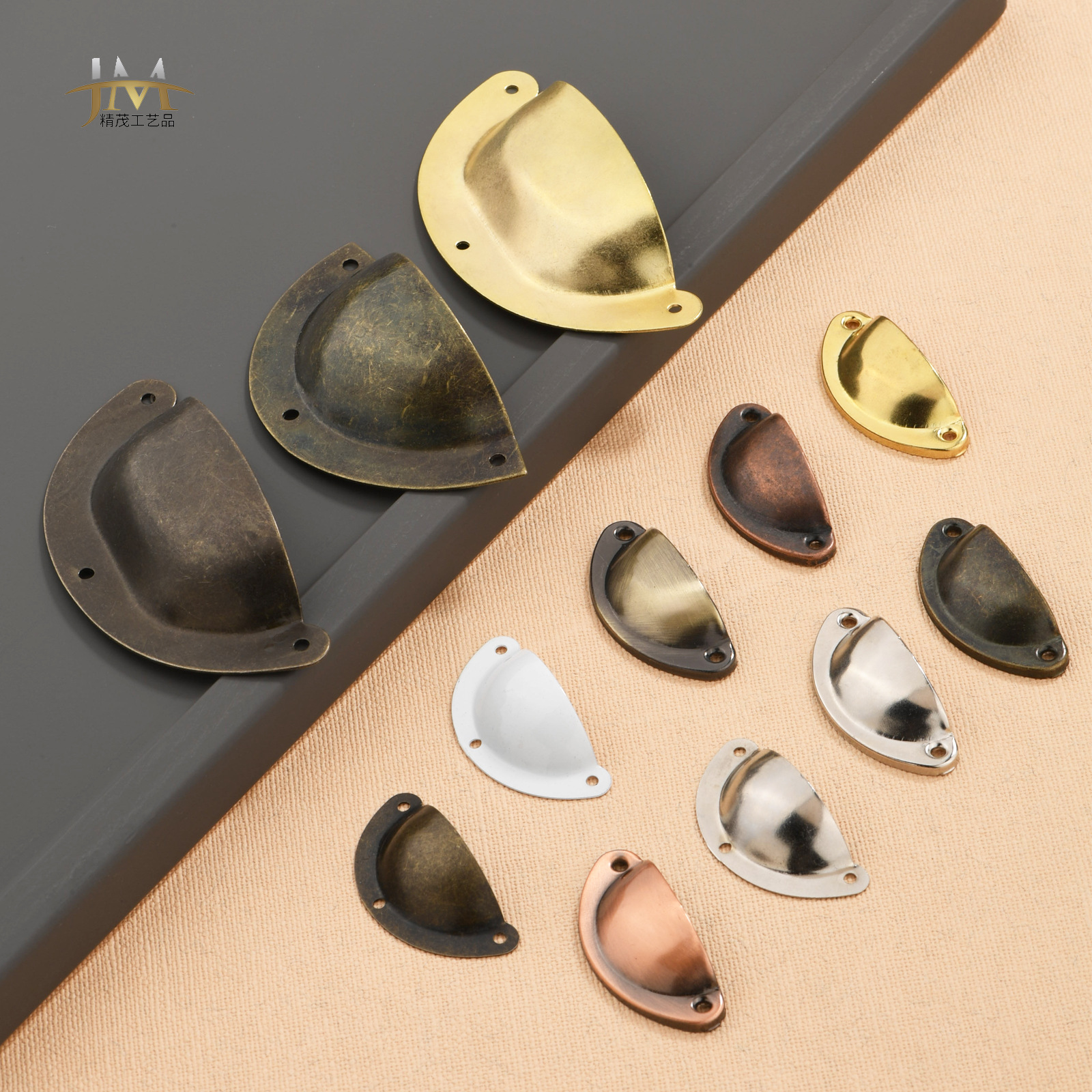 Jingmao New Chinese-style home decoration iron sheet material antique cabinet shell iron sheet retro semi-circular handle accessories full figure