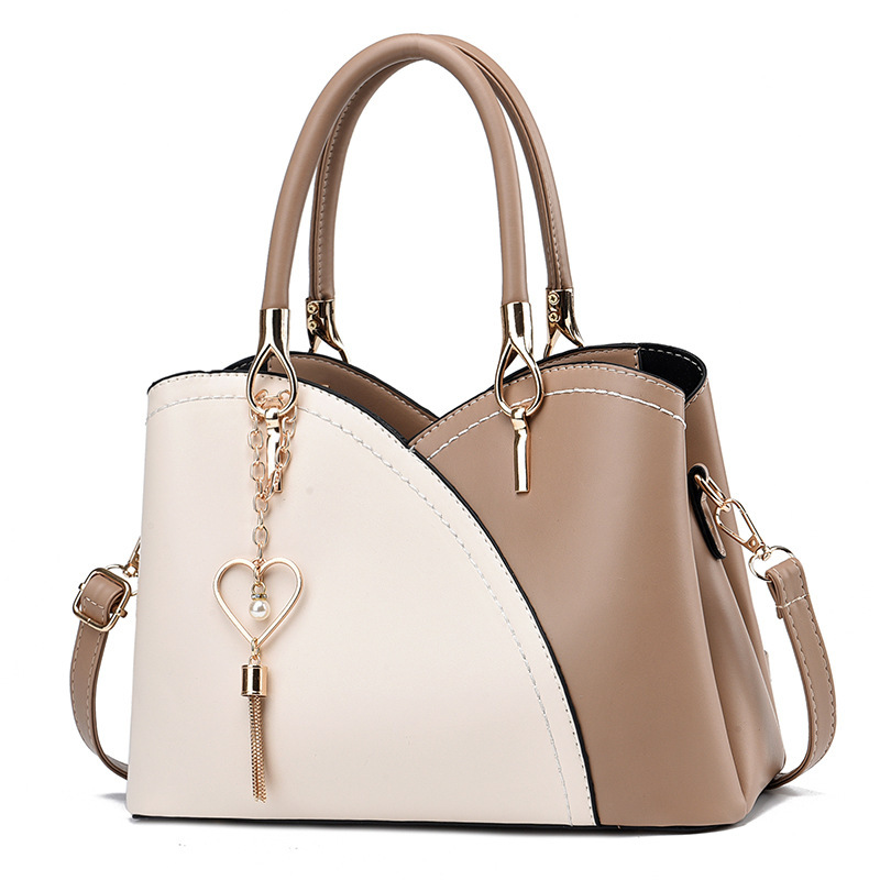 "2023 new trendy and fashionable color-blocked handbags for women with large bags, large-capacity middle-aged women's bags, single-shoulder crossbody bags for delivery. Item Picture