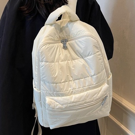 New large-capacity cotton jacket backpacks for autumn and winter, niche commuting travel bags, fashionable and versatile, personalized casual schoolbags details Picture