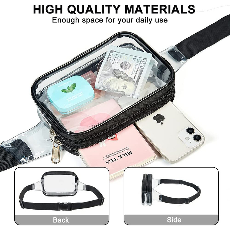 Cross-border bestseller PVC transparent waist bag, waterproof sports bag, large-capacity, lightweight travel small items, loose change storage bag details Picture