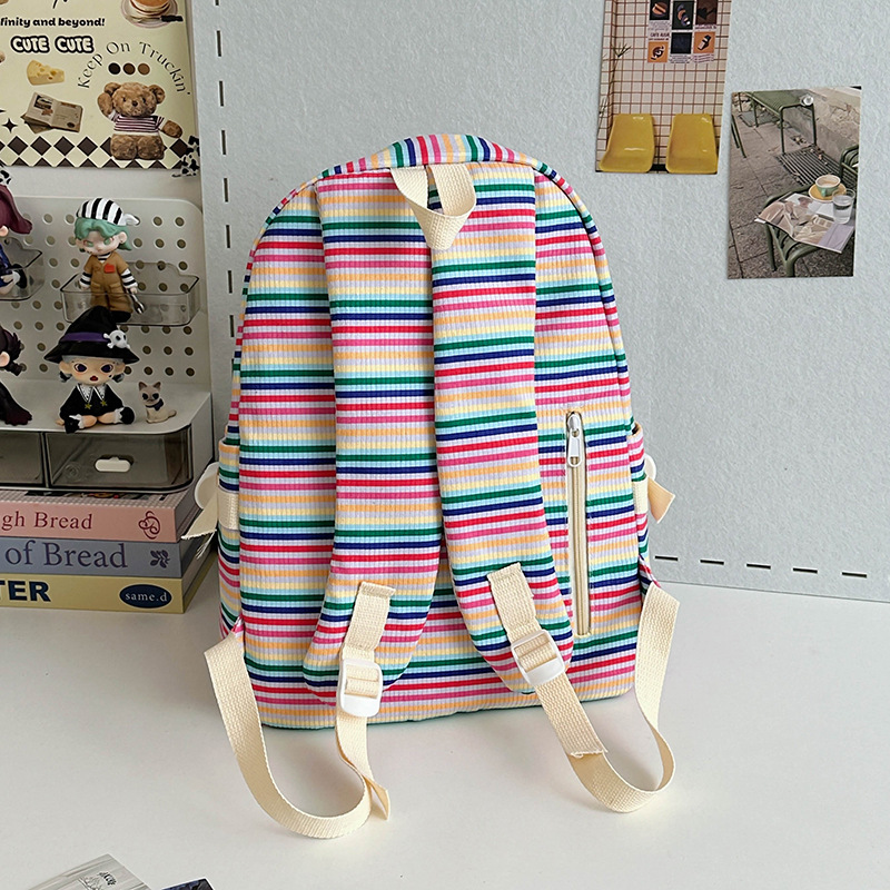 Japanese-style InS-style, fresh and simple striped small schoolbag, a light and portable backpack for students to attend classes and go out Specification drawing
