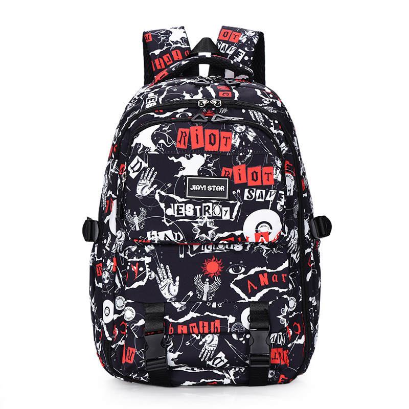 New large-capacity backpacks for men, personalized graffiti casual backpacks, fashionable schoolbags for primary and junior high school students, and girls details Picture