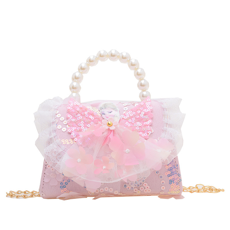 Children's bags, fashionable princess pearl handbags, cute little girl coin purtheses, stylish girls' single-shoulder crossbody bags Item Picture
