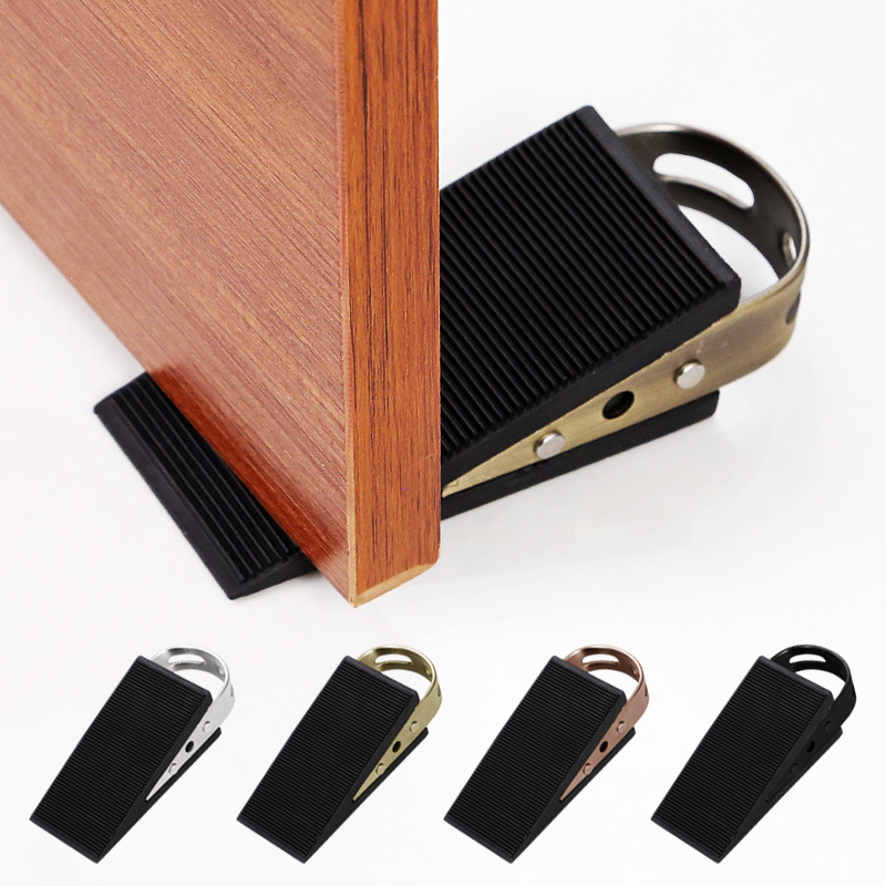 Stainless steel rubber bottom door stop for household door, silent double-sided rubber door stop for bathroom, thickened anti-collision door stop details Picture