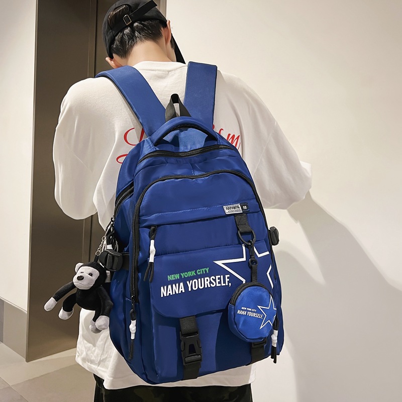 Laid-back and simple male college student, junior high school student, middle school girl, large-capacity high school backpack, Korean-style student backpack full figure