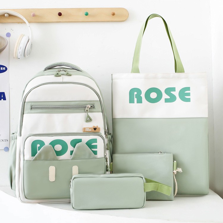 A new high-appeal, large-capacity, lightweight and cute backpack set for girls in primary, middle and high school Item Picture